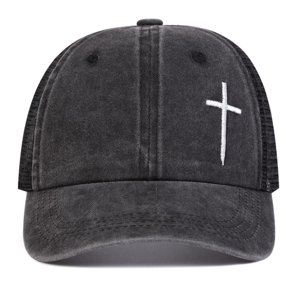 Unisex Arrow Cross Embroidery Adjustable Wash Baseball Hat Hip Hop Breathable Mesh Hats Spring Summer Outdoor Sport Travel for Women Men