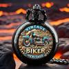 Vintage Motorcycle Quartz Pocket Watch Men Women Pendant Necklace Chain Pendant Clock Gifts