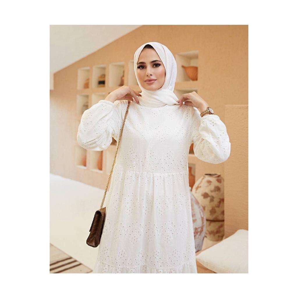 Laced Hijab Dress-white