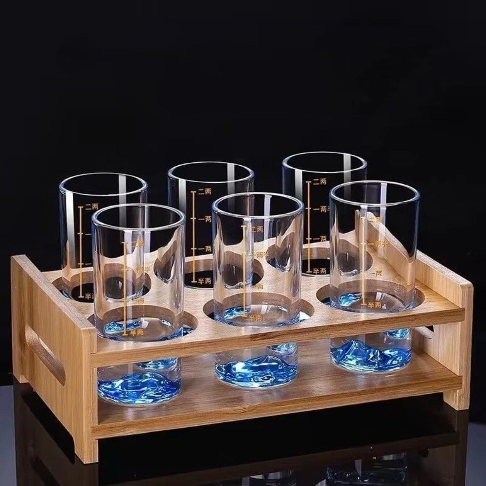 6 PCS/SET Thickened Cup Base Spirits Cup With Scales Vodka Cup Drink Cup Liquor Glass Banquet