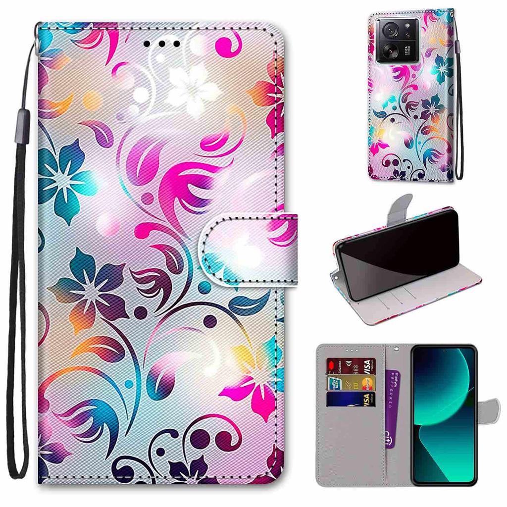 Модный расписной узорный чехол-книжка с ремешком для iPhone Samsung Huawei Honor Xiaomi Redmi OPPO Realme Moto Asus