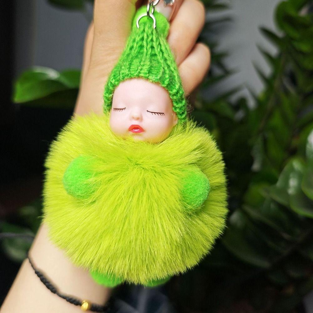 Однотонный брелок для ключей «Спящий ребенок», вязаная шапка, брелок с помпоном для сна, дети