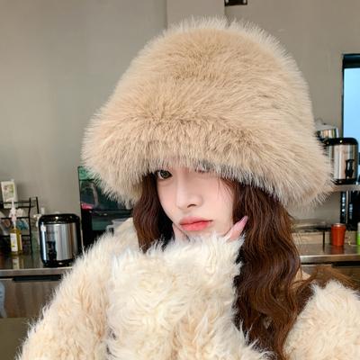 Японская новая шапка для женщин на зиму теплая из искусственного меха модная универсальная шапка-рыбак имитация норки подчеркивающая лицо маленькая монгольская шапка