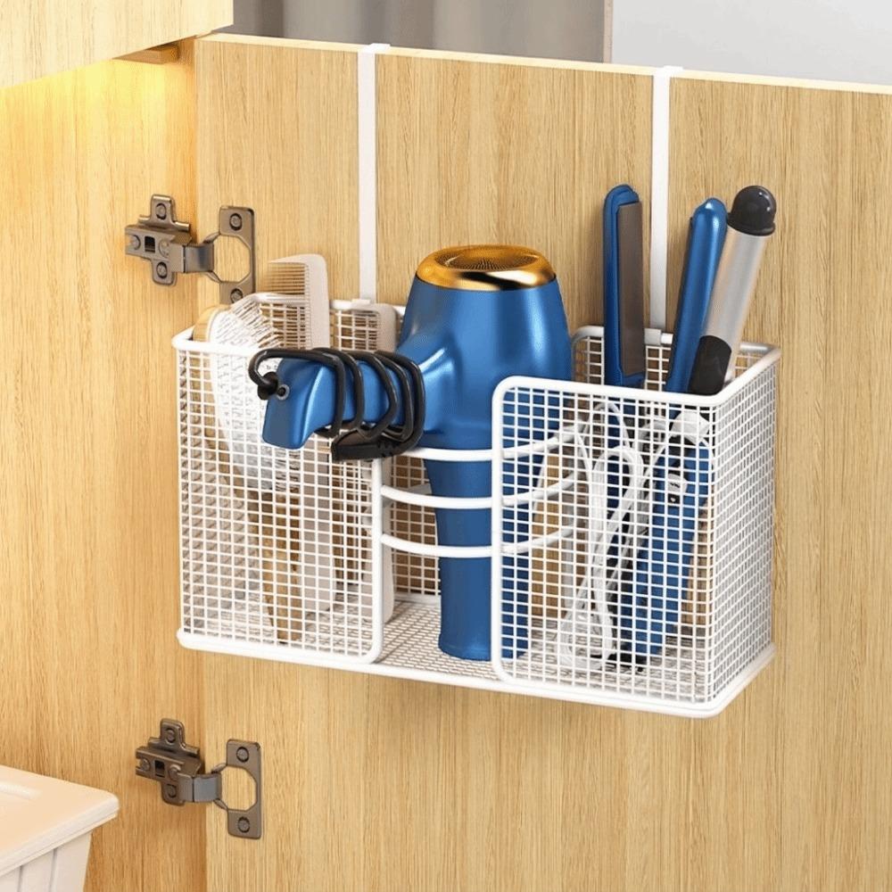 No-Drill Hair Dryer Storage Rack Wall Mounted Plastic Wrap Holder Kitchen