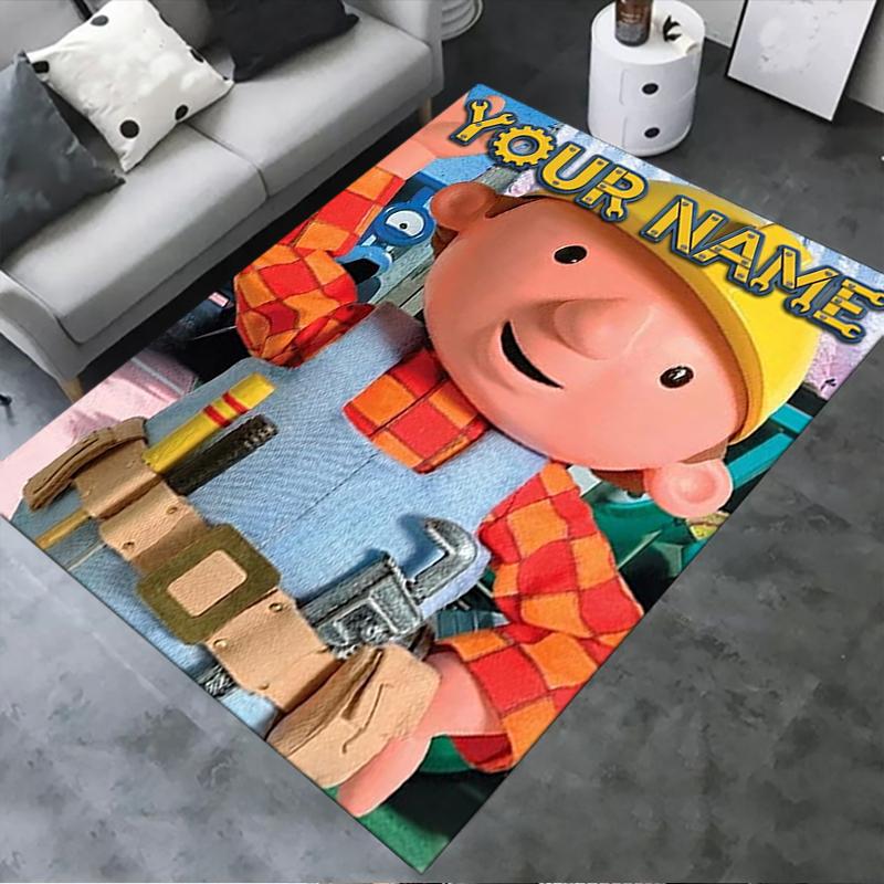 Custom Name Bob the Builder Carpet Rug for Living Room Bedroom Home Sofa Decoration,Kids play Non-slip Floor Mat