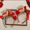 Pony Red Velvet Bow Hairband Cartoon Plush Hair Hoop Sweet New Year Headband  Photo Prop