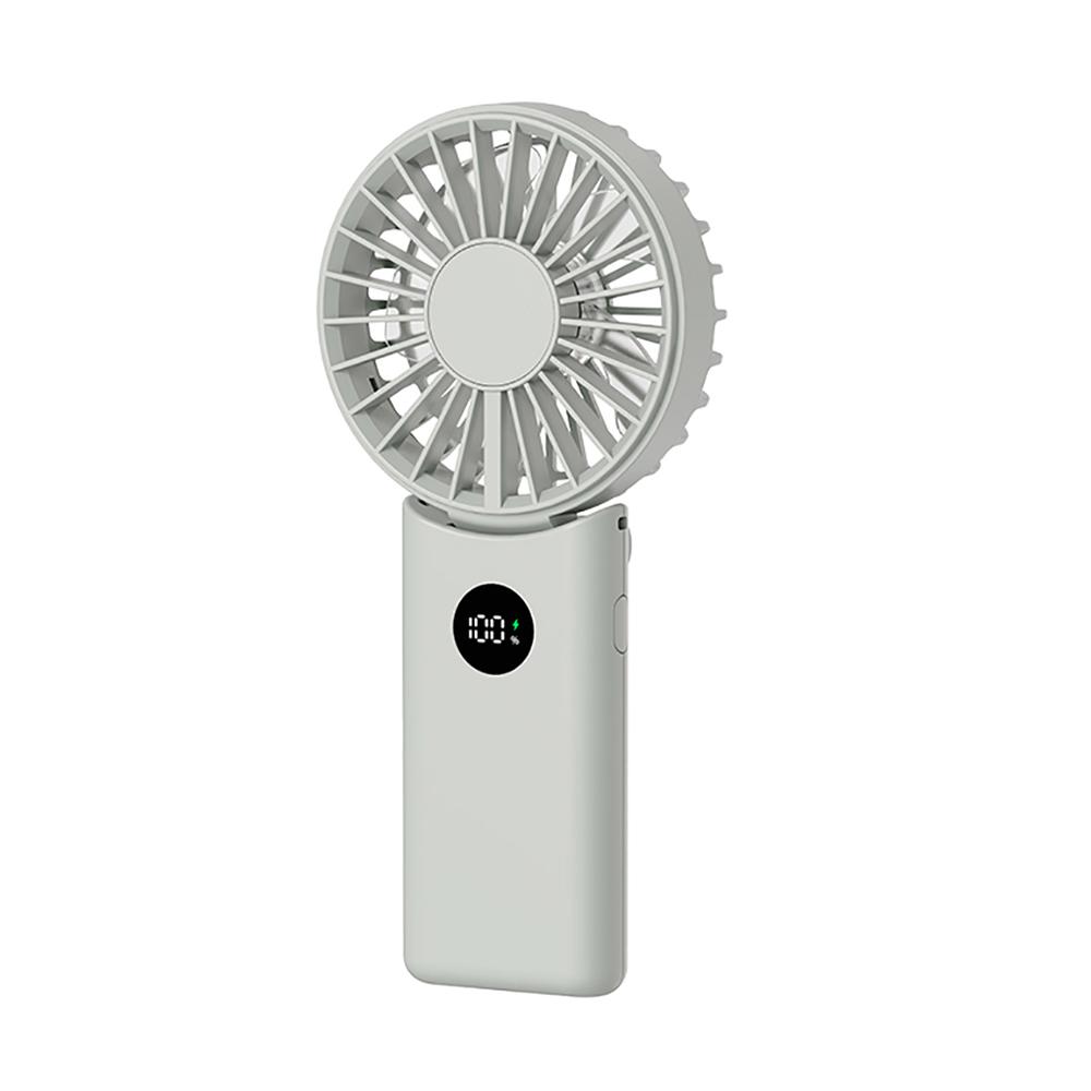 Foldable Portable Handheld Fan 95g Ultra Light Smart Digital Display 100 Speed Adjustable Dual Use for Hand & Desktop