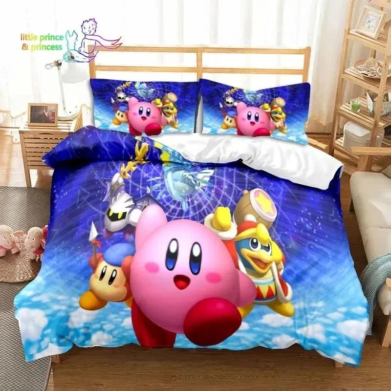 Набор постельного белья с 3D-печатью Kawaii Cartoon Kirbys Односпальный Полуторный Двуспальный Кинг-сайз Набор для кровати Подарок для взрослых и детей для спальни