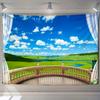 Beautiful Beach Scenery Window Painting Tapestry Wall Hanging Art Background Home Decor Aesthetics Outdoor Garden Poster