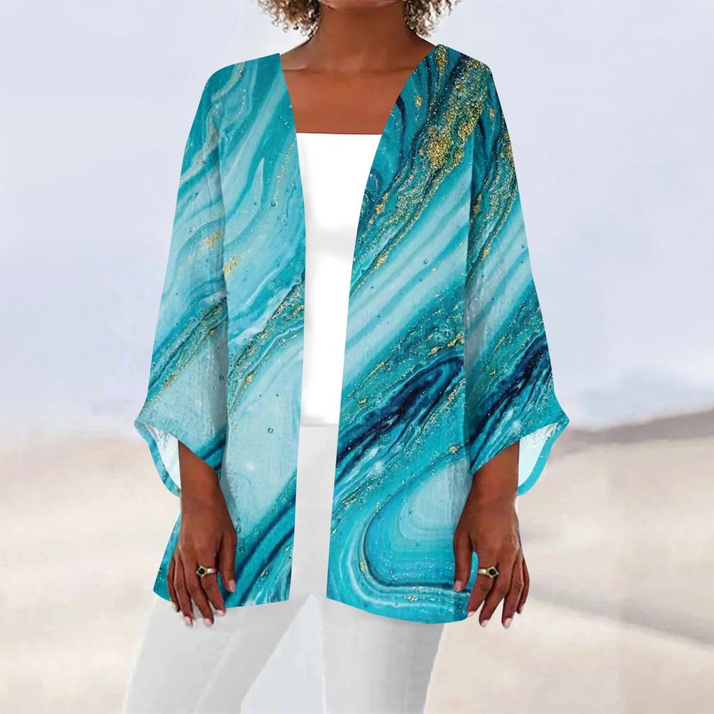 Женская повседневная модная легкая куртка средней длины с принтом в стиле ретро, ​​кардиган