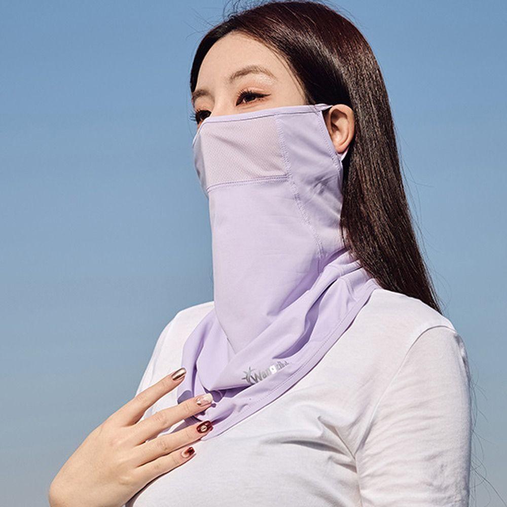 Solid Color Face Gini Mask Summer Sunscreen Mask Ice Silk Womne Neckline Mask Men Fishing Face Mask
