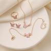 1Set Fashion Exquisite Simple Versatile Butterfly Necklace Bracelet Earrings Ring For Women Girls Wedding Party Jewelry Set Gift