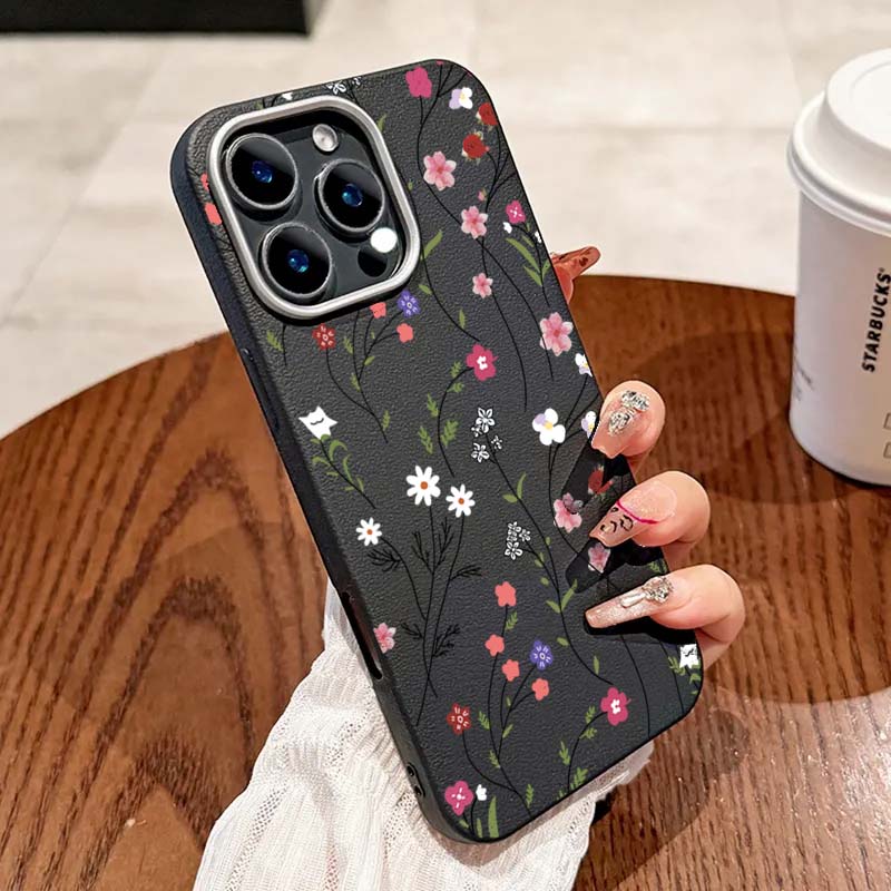 Роскошный чехол для телефона с цветочным принтом и текстурой личи для Xiaomi Redmi Note 14 13 Pro Plus 5G Note 12S 10 11 Pro Redmi 13C 14C 4G