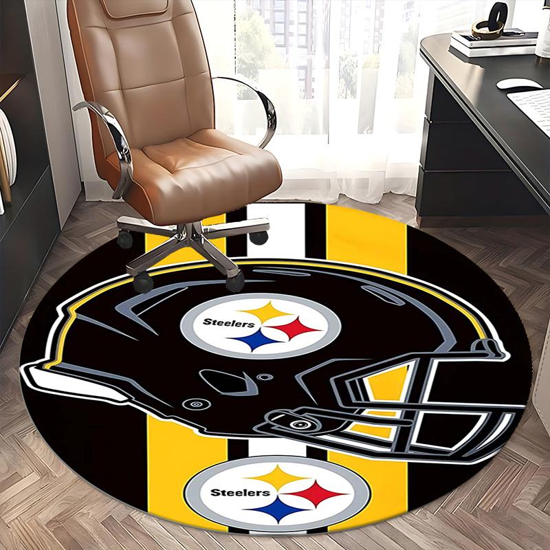 Steelers Helmet,Pittsburgh Steelers Chair mat Round Rug-Office carpet, Machine Washable, Non-slip, Suitable for Living Rooms, Bedrooms, Entr