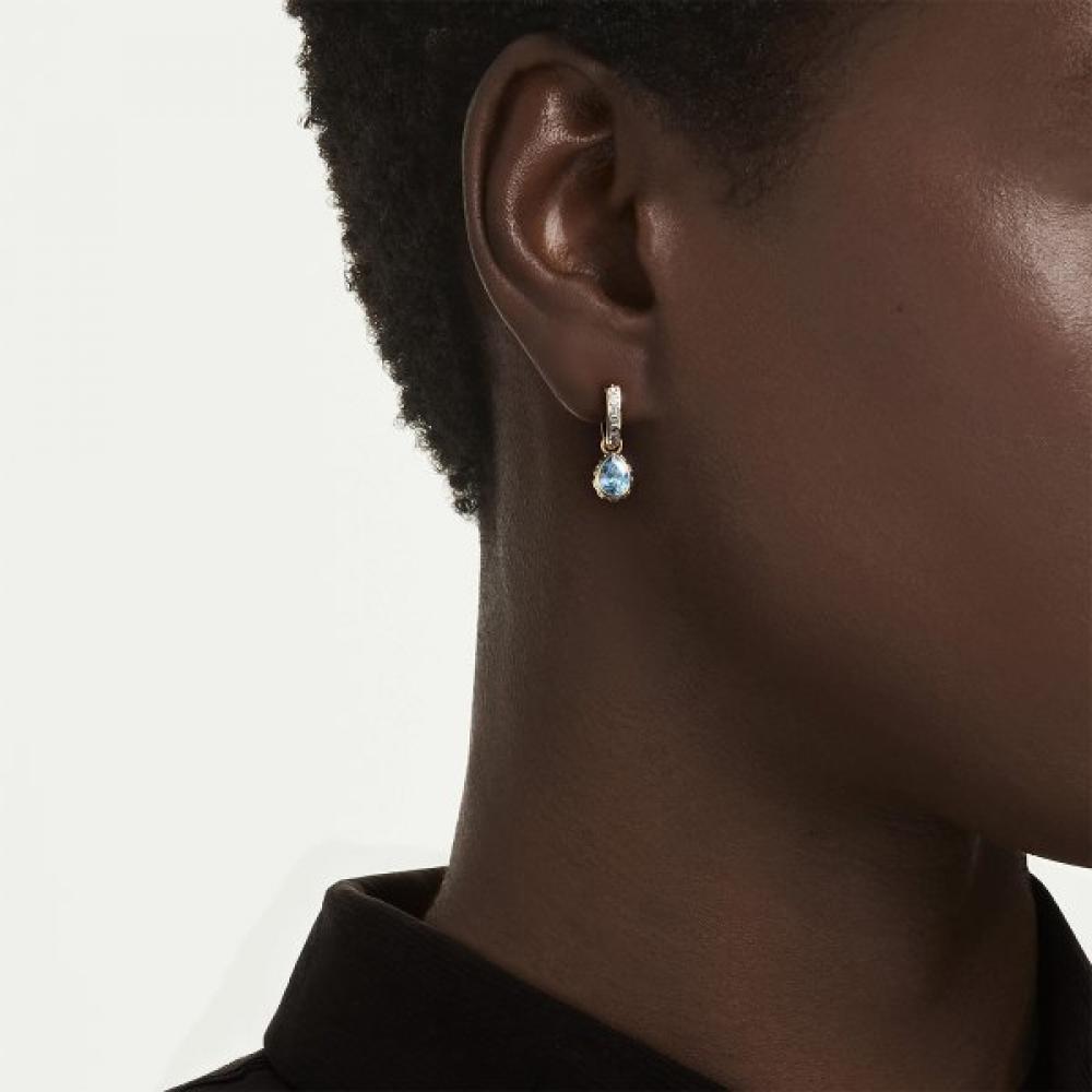 Swarovski Drop Earrings Blue Gold Tone 5757815