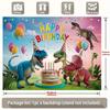 Party Backdrop Dinosaur Cartoon Text Balloons Festive Atmosphere Banne Photo Booth Decor Birthday Party Decor