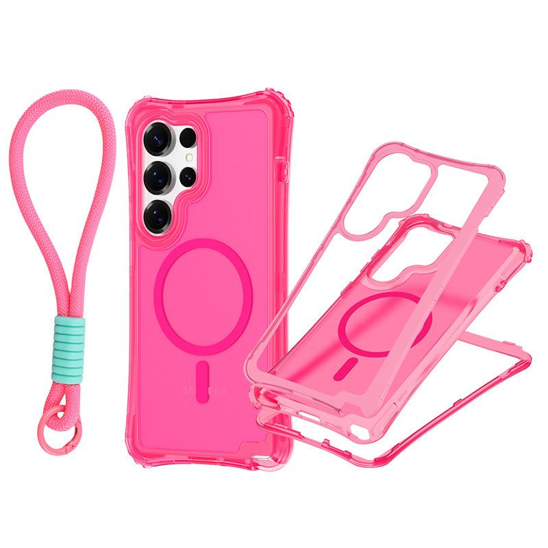 Магнитный чехол-накладка три-в-одном для мобильного телефона Samsung S25 ULTRA с ремешком, приятный на ощупь