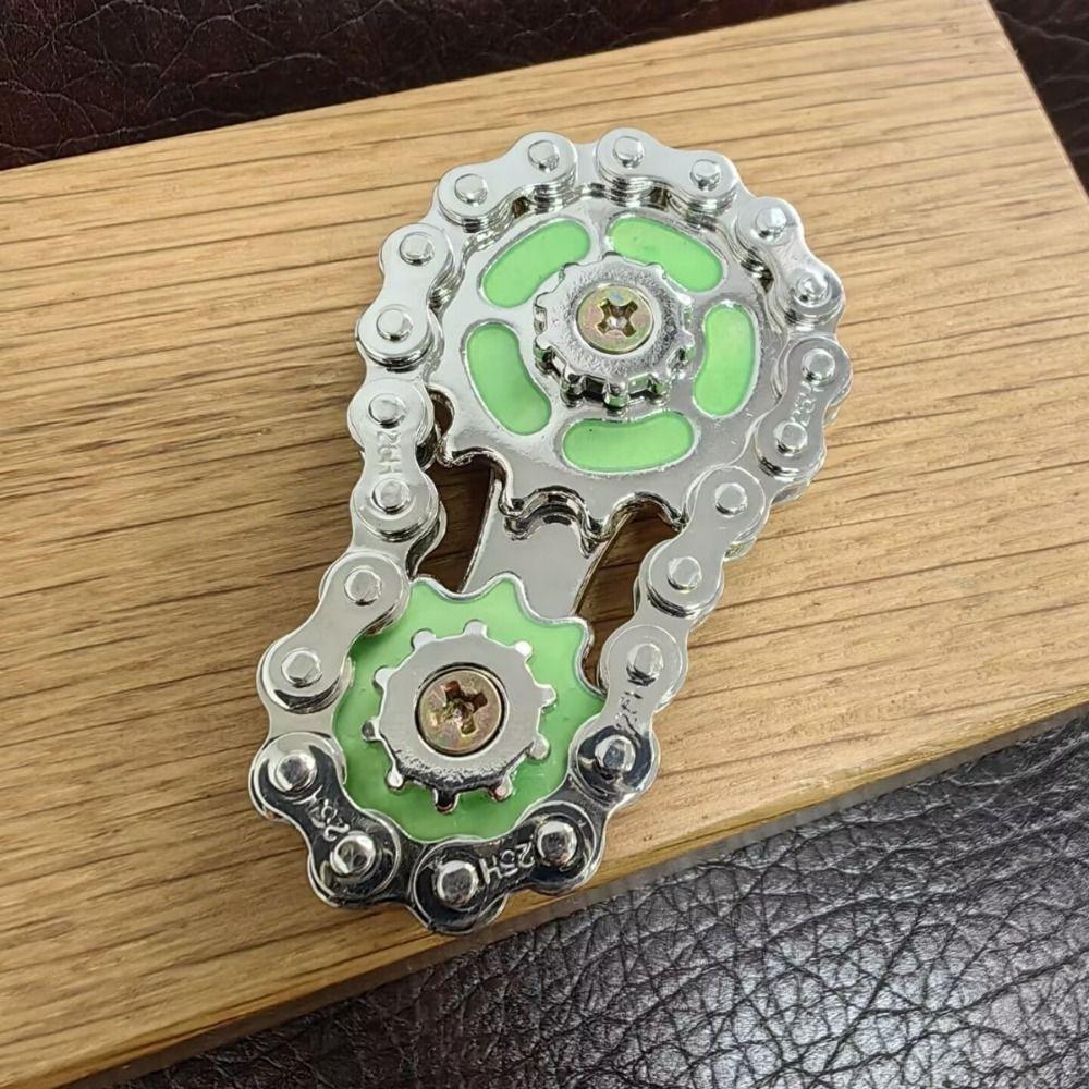 Metal Fidget Spinner Luminous Wheel Gear Chain Gyroscope Hand Spinner Chain Gear Classic Toys