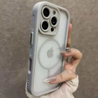 Трендовый чехол 2 в 1 с покрытием Skin Feel для iPhone 17air 16 15 14 12 13 Pro Max Plus MagSafe Беспроводная зарядка Противоударная защита