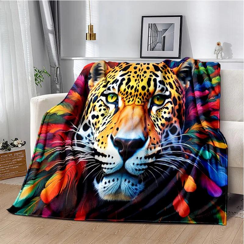 Plush Fleece Beast Animal Roses and Leopard Cheetah Throw Blanket Home Bedroom Bed Sofa Picnic Travel Cover Kid Soft Blanket
