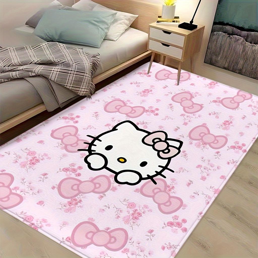 Механический печатный коврик Sanrio Hello Kitty - С розово-белым цветочным рисунком, подходит для гостиных, спален, А