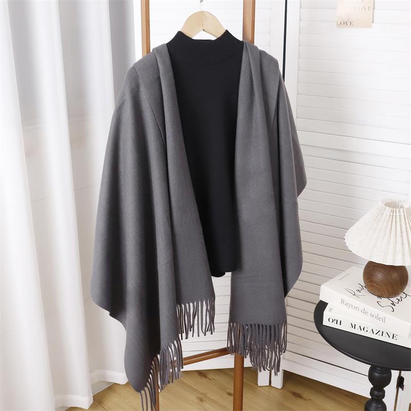 Winter Poncho Women Scarf Long Warm Cashmere Scarves Hijab Solid Lady Shawl Wrap Female Pashmina Bandana Head Scarfs NEW
