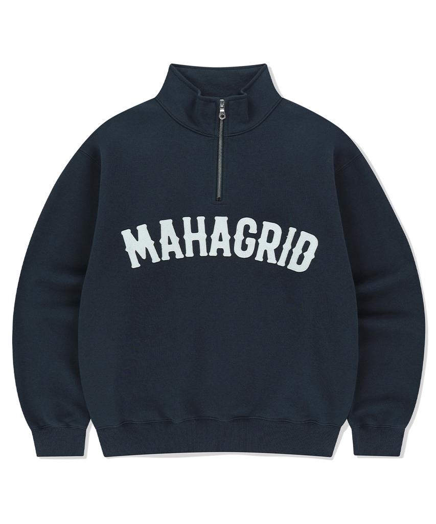 MAHAGRID Arch Logo Applique Half Zip-Up Sweatshirt Navy(Mg2Fsmm444A)