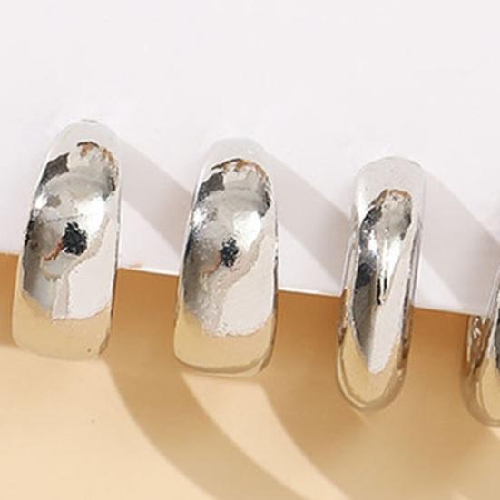 6 пар женских однотонных полированных сережек Huggie, гладких C-образных серег с гальваническим покрытием, украшения для ушей, ювелирные изделия