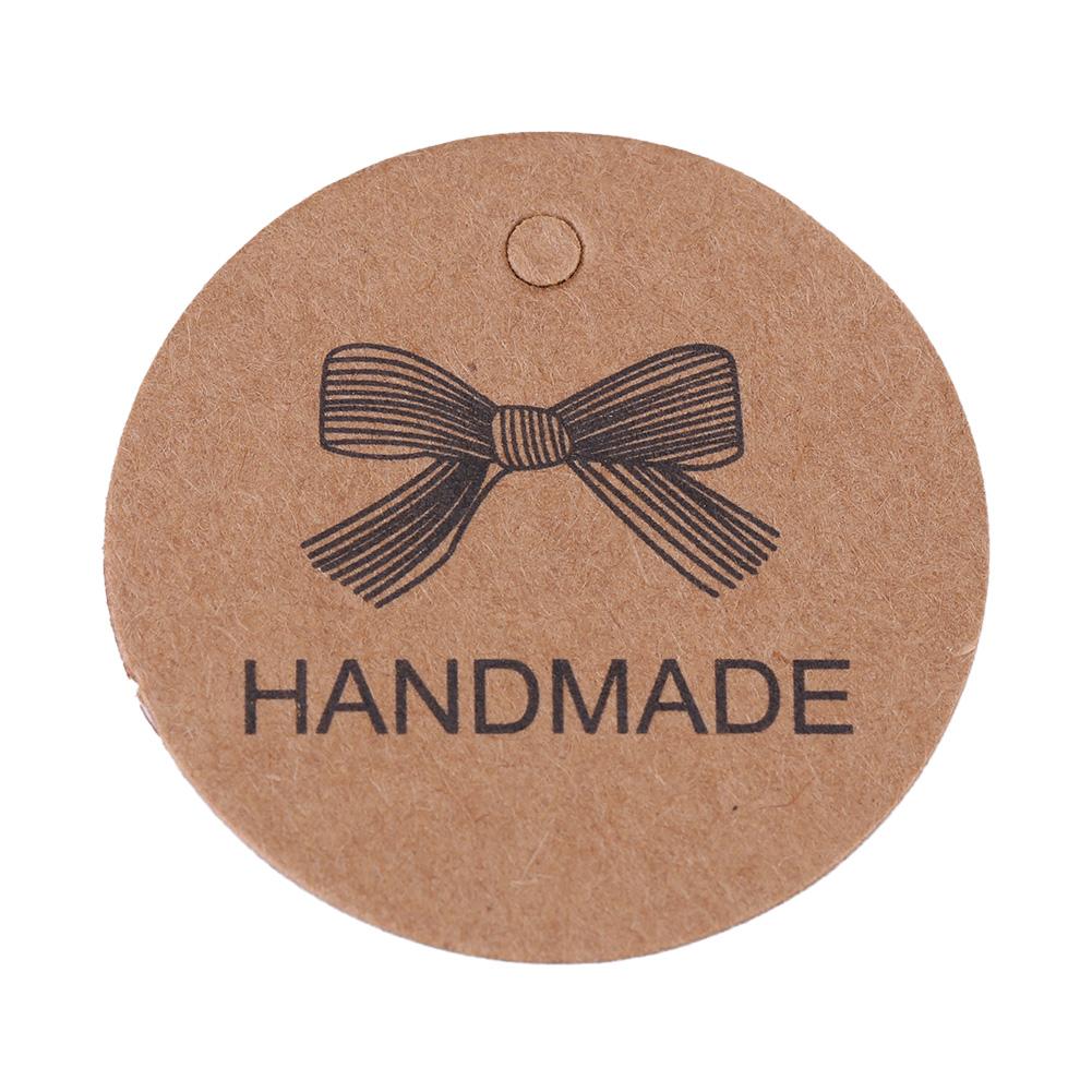 100 шт. коричневая подвесная этикетка ручной работы, свадебный подарок, десертные бирки, ценник для одежды, ювелирных изделий