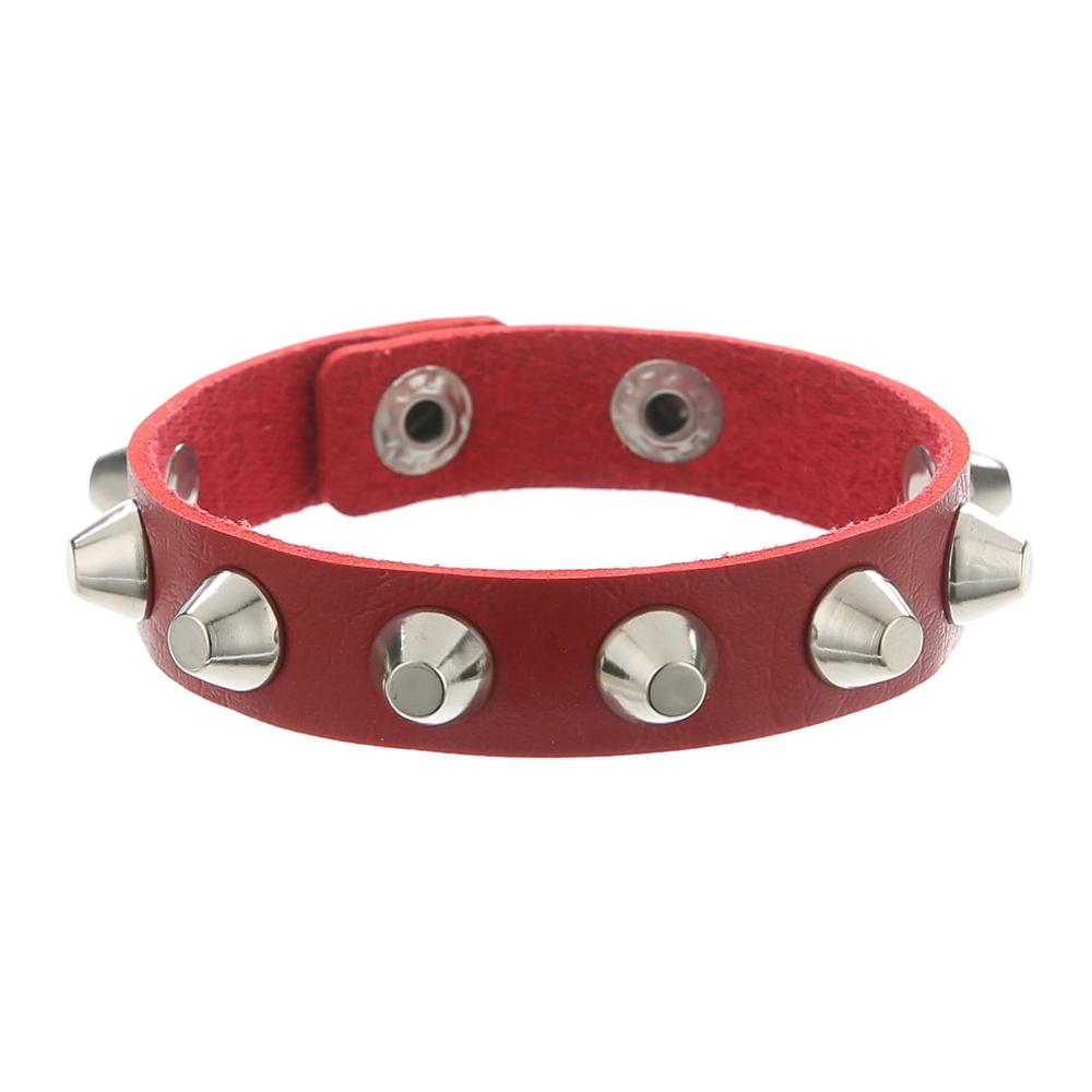 2025 Красно-розовый Хип-хоп Рок Браслет из ПУ кожи Панк Шипы Клепки Панк Браслет Браслет Наручный браслет Ювелирные аксессуары Подарки