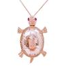 Pure Purple Gold Necklace, Rose Gold Plated, Fashionable And Unique Turtle Openable Pendant.
