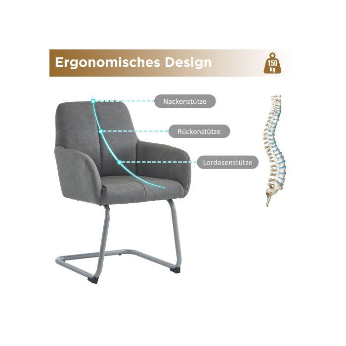 Chaise de salle à manger - MUVOE - Ensemble de 6 - Cuir microfibre - Pieds en acier - Confort ergonomique