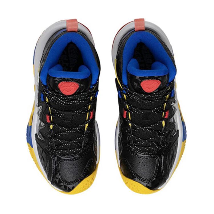 Li Ning Comfortable Non-Slip Shock Absorbing Durable Mid-Top Basketball Shoes Kids Sneakers Black YKBS086-3