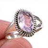 Natural Pink Amethyst Gemstone Handmade 925 Solid Silver Jewelry Ring S.7 Y2K28