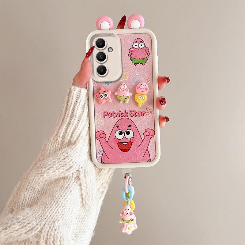 KEYSION Cute Ear 3D Cartoon Case for Samsung A54 5G A34 with Bracelet Soft Silicone Shockproof Phone Cover for Galaxy A24 A14 LTE