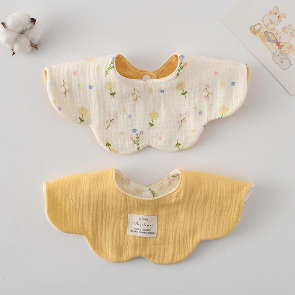 Pure Cotton Gauze Baby Feeding Bib Breathable Petal Bib Cute Drool Bib  For Kids