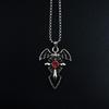 Gothic Bat Cross Necklace Silver Plated Vampire
