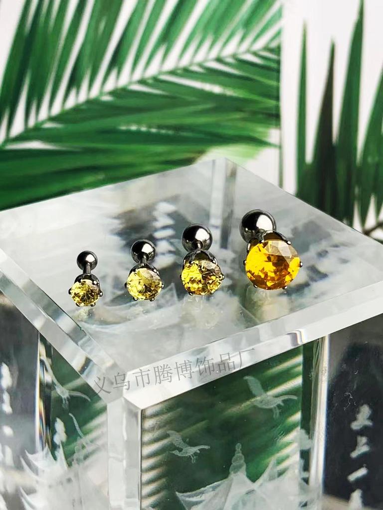 Minimalist Unisex Six-Prong Round Threaded Cubic Zirconia Cartilage Stud Earrings