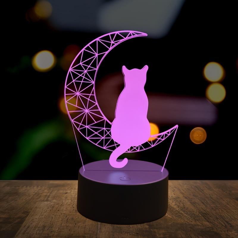 Xiaomi 1 шт. 3D ночник Mooncat, настольная лампа USB, атмосферообразующий светильник для спальни, гостиной, праздничный, подарок на день рождения, ночник.