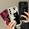 Чехол на весь экран с двумя черными кошками для Samsung S24 S23 S22 Ultra Plus S21 A55 A54 A53 A52 A25 A15 A14 5G, силиконовый мягкий чехол