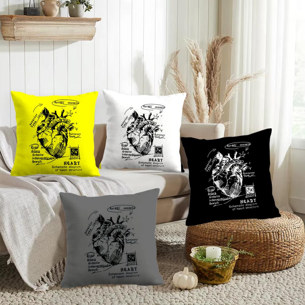 Creative Cardiovascular Heart Cushion Cover Short Plush DoubleSided Printing Home Machine Washable in Warm Winter Pillow Cover