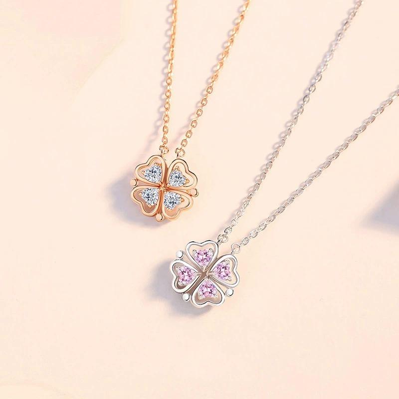 Сердце четырехлистный клевер ожерелье магнитная ключица цепочка ниша дизайн предмет украшения подарок на день рождения для подруги