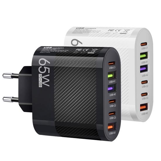 Зарядная головка с несколькими интерфейсами, 3 USB и 3 типа C, быстрое зарядное устройство, портативное зарядное устройство с вилкой европейского стандарта для телефона, для путешествий, домашнего офиса