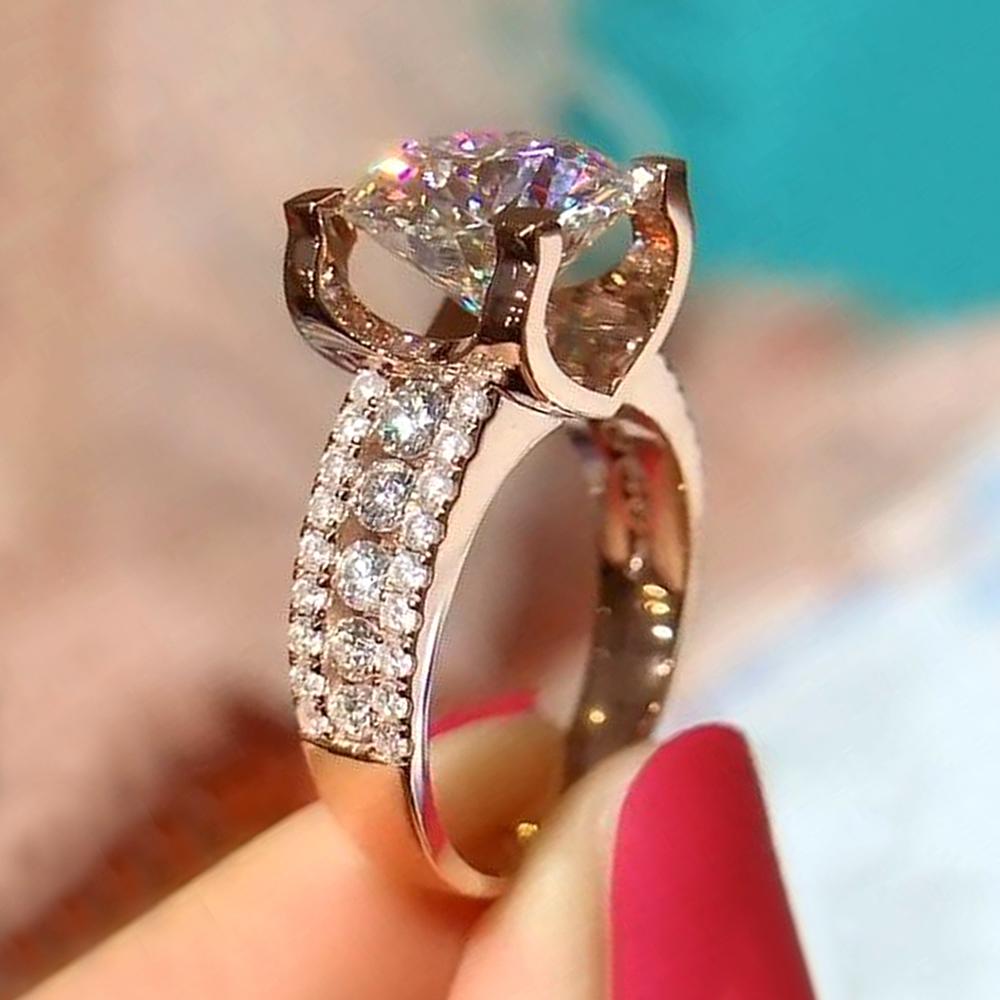 Новое обручальное кольцо для женщин, модное кольцо на палец цвета розового золота, роскошные аксессуары для помолвки, ювелирные изделия высокого качества