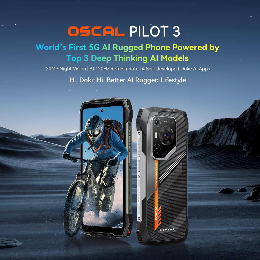 Blackview OSCAL PILOT 3 AI Android 15 5G Rugged Smartphone 6.78 Inch 2.4K 120Hz 12GB 256GB Mobile Phone 7500mAh