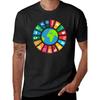 Мужская футболка UN SDGs 2024 | Повседневная футболка с графическим принтом Глобальных целей ООН с 17 взаимосвязанными кругами и 17 иконками ЦУР - Круглый вырез, короткий рукав