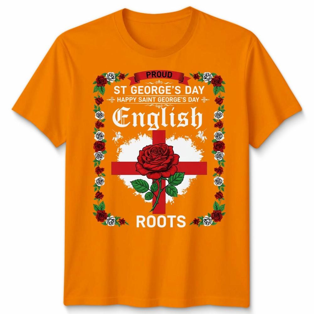 English St Georges Day Idea For Unisex Rose English Flag Tshirt