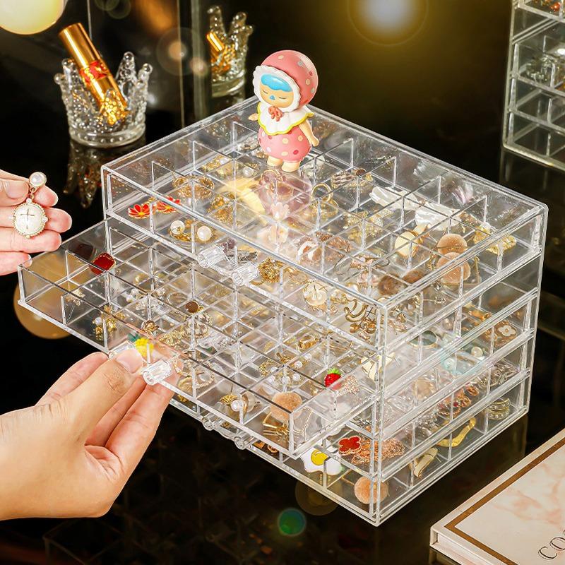 72/120 Grid Earring Jewellery Storage Box Clear Acrylic Necklaces Ring Storage Box