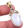 Драгоценный камень из натурального радужного лунного камня 925 пробы, одноцветное серебро, двухцветный кулон 1,75 дюйма W5J13