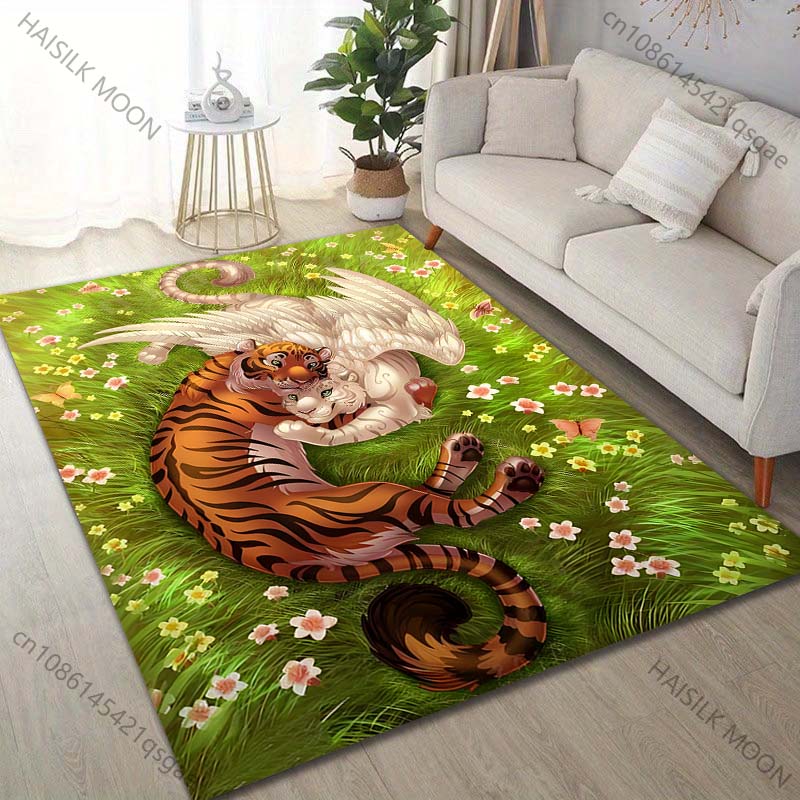 Multiple sizes Tiger Angel Wings Rug Pattern Carpet for Living Room Bedroom Sofa Home Decor Non-slip Floor Mat Luxury Gift